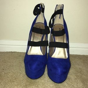 Ravished Suede Cobalt Blue Platform Stilettos